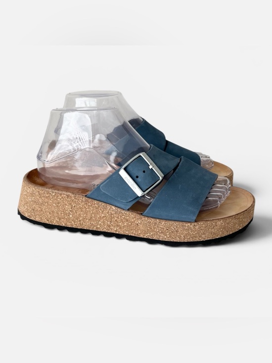 Birkenstock Shoes - Birkenstock Papillio Almina Two-Strap Slide leather Sandals blue 39 US8